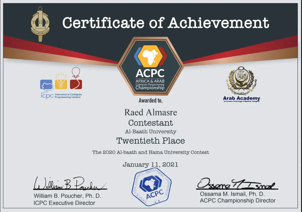 ACM 2021 Certificate